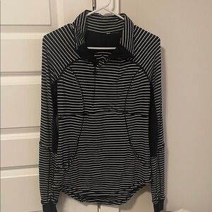 lululemon athletica Black and White Striped Long Sleeve Top